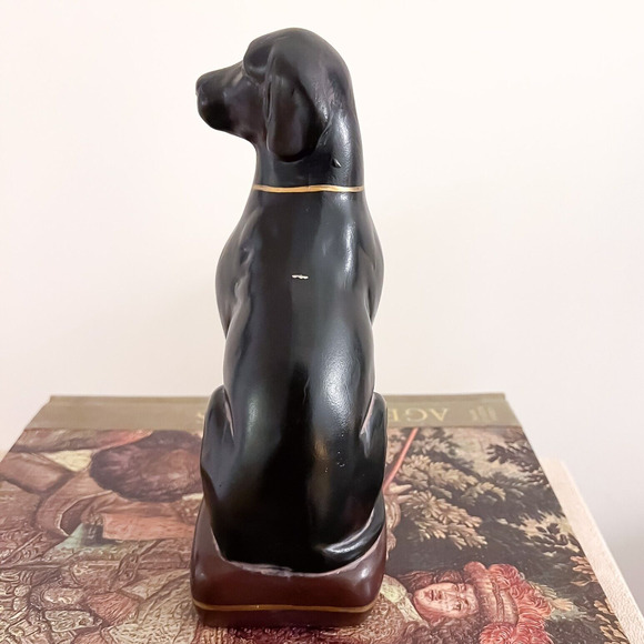 Vintage 8in Black Labrador Retriever Dog Figurine Statue Gold Collar - Picture 4 of 8